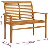  Klupa s crnim jastukom 112 cm od masivne tikovine | shoptok.hr