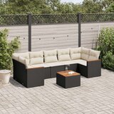  8-dijelni set vrtnih sofa od poliratana s jastucima crni | shoptok.hr