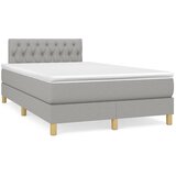 vidaXL Boxspring postelja z vzmetnico svetlo siva 120x190 cm blago | Shoptok.si