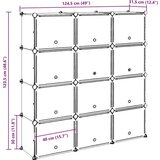 vidaXL Organizator za shranjevanje kock z 12 kockami in vrati Black PP | Shoptok.si
