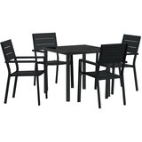 vidaXL 5-dijelna vrtna blagovaonska garnitura Crna HDPE | shoptok.hr
