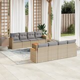 Maison Chic Seti vrtnega pohištva - Vrtna garnitura - Vrtni pohištvo set 9-delna z blazinami bež poli ratan, (21804263) | Shoptok.si