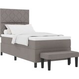 vidaXL Box Spring Postelja z Vzmetnico in Klopjo Taupe 90x200 cm Tkanina, (22080956) Cene