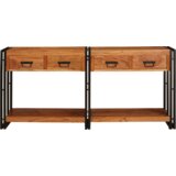 vidaXL Konzolni Stol 2 s ladicama s policom s pohranom 2 pcs Smeđa 160 x 33 x 75 cm | shoptok.hr