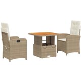  The Living Store Vrtna jedilna garnitura 3-delna z blazinami bež poli ratan - Vrtna Jedilna Garnitura, (21461860) | Shoptok.si