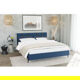 Ropez Tamno plavi tapecirani bračni krevet s podnicom 200x200 cm Tulsa – | shoptok.hr