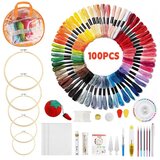INF DIY komplet za vezenje z 100 barvami poliester niti in 5 bambusnimi obroči, (5000158082) | Shoptok.si