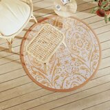 Vanjski tepih narančasto-bijeli Ø 120 cm PP | shoptok.hr