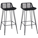  Barski stol 2 pcs Crna 44 x 46 x 91 cm Ratan i Čelik | shoptok.hr