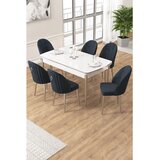 Hanah home trpezarijski set Edaf, sto na razvlačenje i 6 stolica, bela ploča, hromirane noge, antracit tkanina Babyface | Eponuda.com