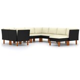 Maison Chic Seti vrtnega pohištva - Vrtna garnitura - Vrtni pohištvo set 9-delna z blazinami poli ratan črna, (21797243) | Shoptok.si