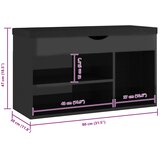  Klupa za cipele s jastukom sjajna crna 80 x 30 x 47 cm drvena | shoptok.hr