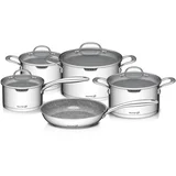 set posode Gourmet Miracle s cedilom, 9 kosov, nerjaveče jeklo/greblon