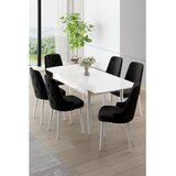 Hanah home trpezarijski set Nola, sto na razvlačenje i 6 stolica, bela ploča, crna tkanina Babyface | Eponuda.com