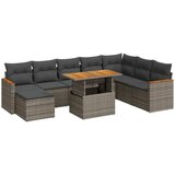 Maison Chic Seti vrtnega pohištva - Vrtna garnitura - Vrtni pohištvo set z blazinami 9-delna siv ratan/akacija, (21796880) | Shoptok.si