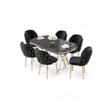 Hanah home Set trpezarijskog stola i stolica (7 delova) Zae Black Marble Chrome Black | Eponuda.com
