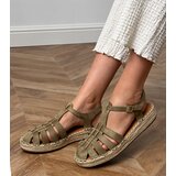 D/CEO Green suede-like gladiator espadrille sandals Talejda | Shoptok.si