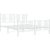 Metalni okvir kreveta uzglavlje i podnožje bijeli 150 x 200 cm | shoptok.hr