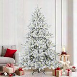 vidaXL Umjetno božićno drvce s nogom s 300 LED dioda Bijelo 210 cm PVC | shoptok.hr