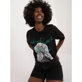 Fashion Hunters Black T-shirt with print and lettering