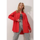 Trend Alaçatı Stili Shirt - Red - Relaxed fit Cene