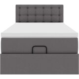 vidaXL Otomanski posteljni okvir z vzmetnico siv 90x200 cm um. usnje | Shoptok.si