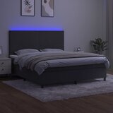  box spring s madracem LED tamnosivi 160x200 cm baršun | shoptok.hr