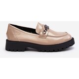 VINCEZA Women's Patent Leather Loafers with Flat Heel Beige Ezoma | Shoptok.si