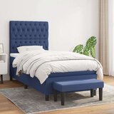  Box spring postelja z vzmetnico moder 90x200 cm blago Cene