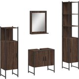  The Living Store Komplet kopalniških omaric 4-delni rjavi hrast inženirski les - Komplet Kopalniškega Pohištva, (21442291) | Shoptok.si
