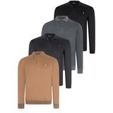Dewberry QUADRUPLE SET V4007 MEN'S SWEATSHIRT-BLACK-NAVY-ANTHRACITE-CAMEL | shoptok.hr
