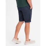 Ombre Men's classic chino shorts with rolled up leg - navy blue | shoptok.hr