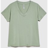 Marisse Cotton V-Neck T-Shirt In Olive Green | Shoptok.si