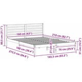  Krevetna konstrukcija Bijelo 160 x 210 cm Čvrsto borovo drvo | shoptok.hr