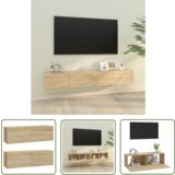 The Living Store TV omarica 2 kosa sonoma hrast 100x30x30 cm konstruiran les - Stenska TV Omarica, (21738305) | Shoptok.si