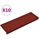 Otirači za stepenice 10 kom bordo 65x21x4 cm prošiveni | shoptok.hr