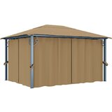 vidaXL paviljon z zaveso 400x300 cm taupe aluminij | Shoptok.si