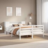  Knjižna postelja brez vzmetnice bela 120x200 cm trdna borovina | Shoptok.si