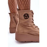 VINCEZA Suede Boots on Massive Platform Wedge Heel Beige Lavica | shoptok.hr