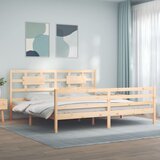 Maison Chic Posteljni okvir - Dvoposteljna postelja - Zakonska postelja z vzglavjem 200x200 cm trden les-J5716, (21766346) | Shoptok.si