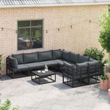 vidaXL Vrtna sedežna garnitura z blazino 8 pcs Črna Aluminij - - črna - 83.25 - 283 x 283 x 71 cm - | Shoptok.si