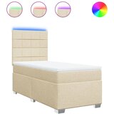  Okvir kreveta s oprugama i madrac krem 80x200 cm od tkanine | shoptok.hr