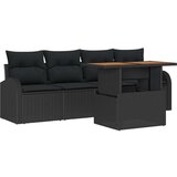  Vrtna garnitura - 4-dijelni vrtni blagovaonski set s jastučićima Crni Poli ratan Akacija | shoptok.hr