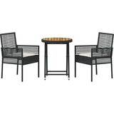  3-dijelni vrtni bistro set s jastučićima crni poliratan | shoptok.hr