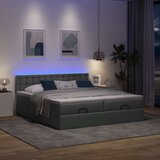 vidaXL Otomanski posteljni okvir z vzmetnicami siv 200x200 cm blago | Shoptok.si