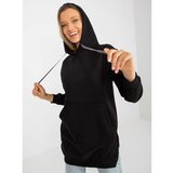 Fashion Hunters Black smooth kangaroo sweatshirt with a hood Cene