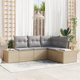 vidaXL Set od 4 dijela vrtnog kauča s jastučićima Bež Poli ratan | shoptok.hr