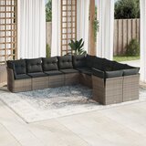 vidaXL 10-dijelni set vrtnih sofa od poliratana s jastucima sivi Cijene
