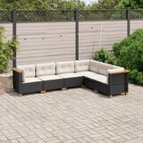 Maison Chic Seti vrtnega pohištva - Vrtna garnitura - Vrtni pohištvo set 6-delna z blazinami črna poli ratan, (21805293) | Shoptok.si