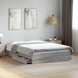 Maison Chic Posteljni okvir - Dvoposteljna postelja - Zakonska postelja s predali siva sonoma 140x200 cm inženirski les, (21696568) | Shoptok.si